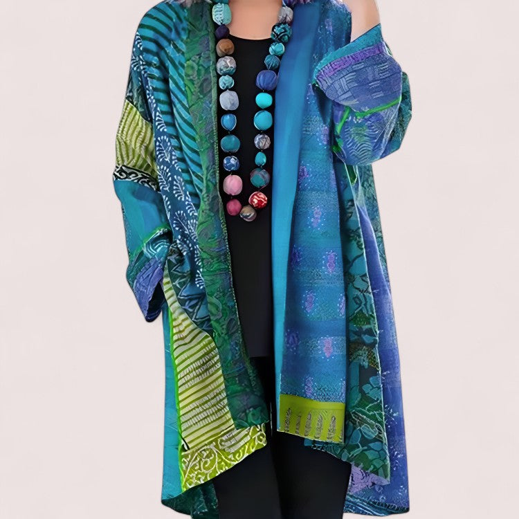 Elira Stockholm™ | Konstnärlig Patchwork Kimono Jacka