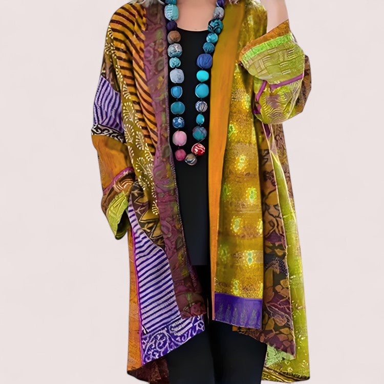 Elira Stockholm™ | Konstnärlig Patchwork Kimono Jacka