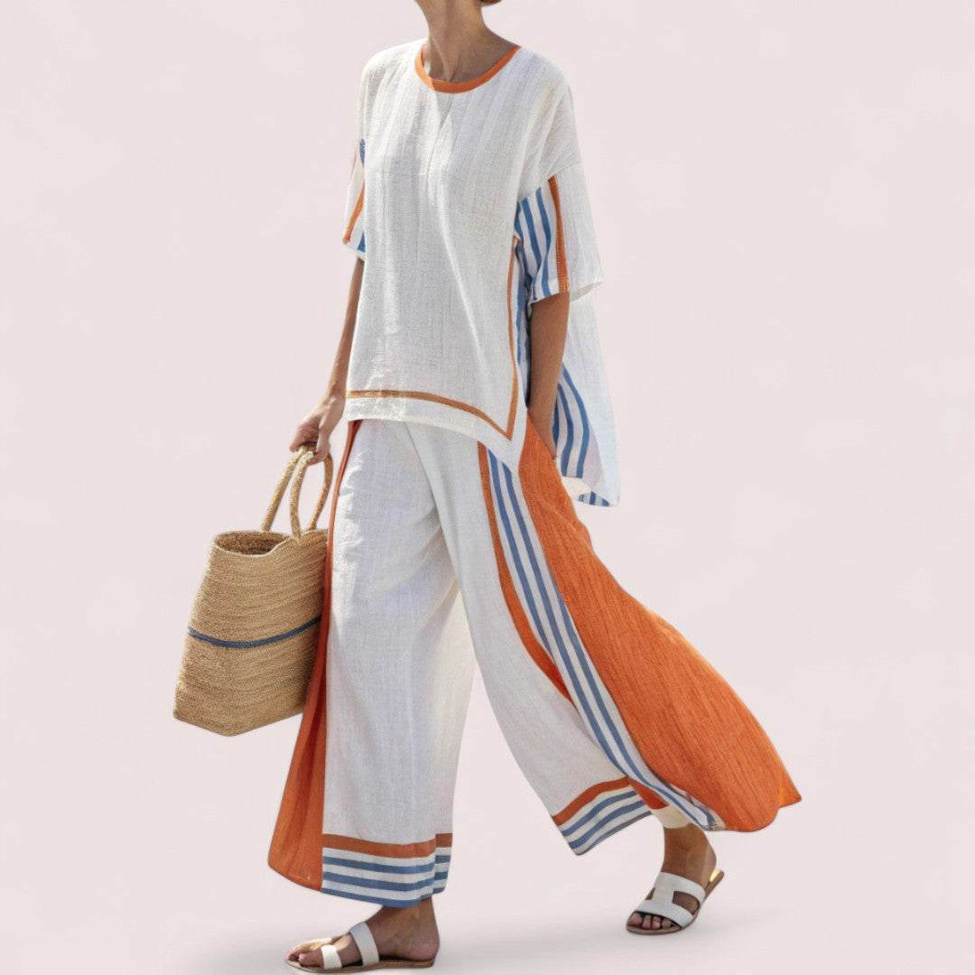 Elira Stockholm™ | Luftig tvådelad set med ränder och oversized passform