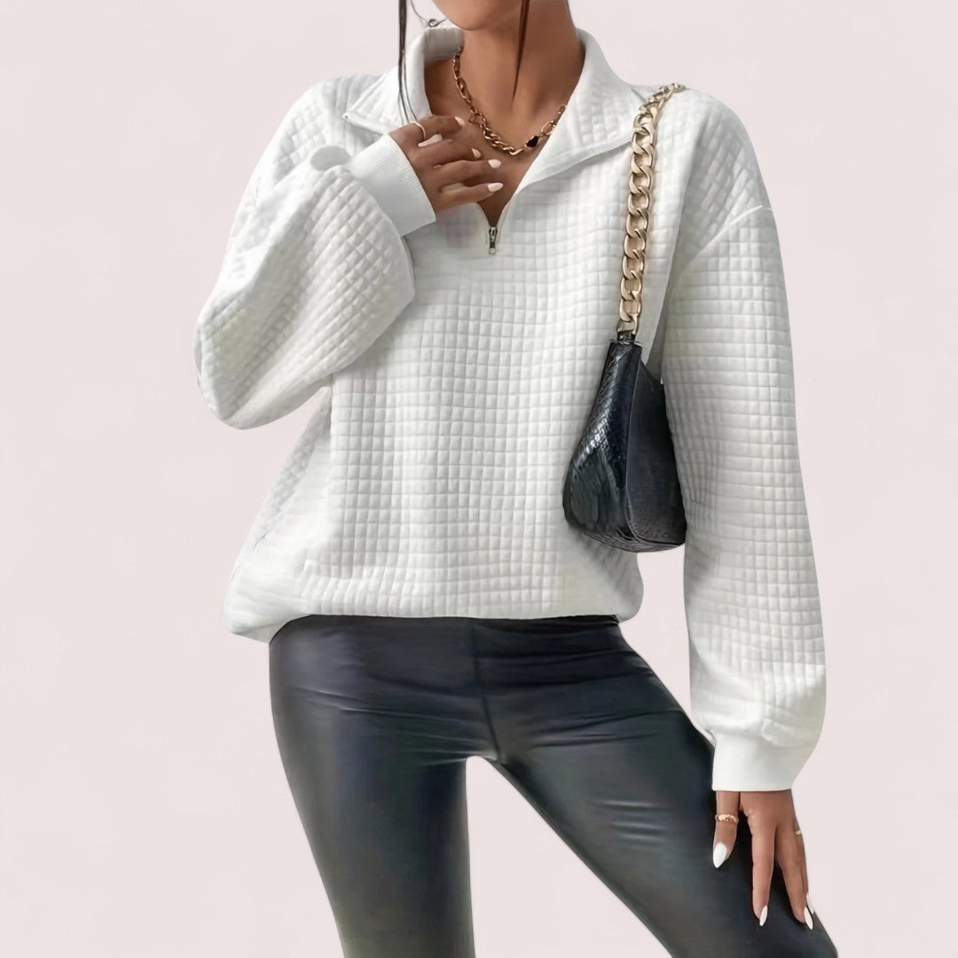 Elira Stockholm™ | Chic Vaffletröja med Dragkedja