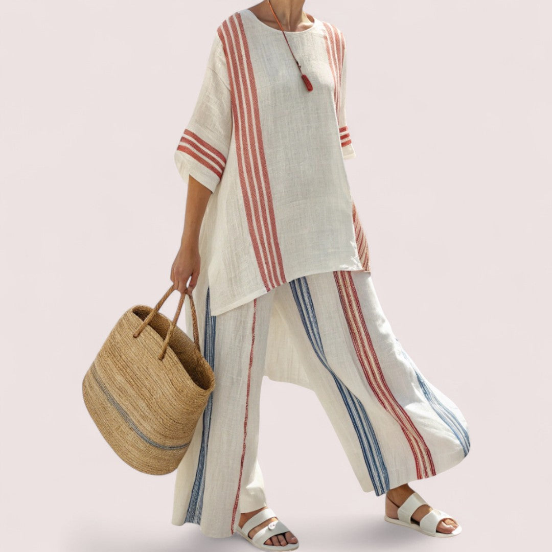 Elira Stockholm™ | Luftig tvådelad set med ränder och oversized passform