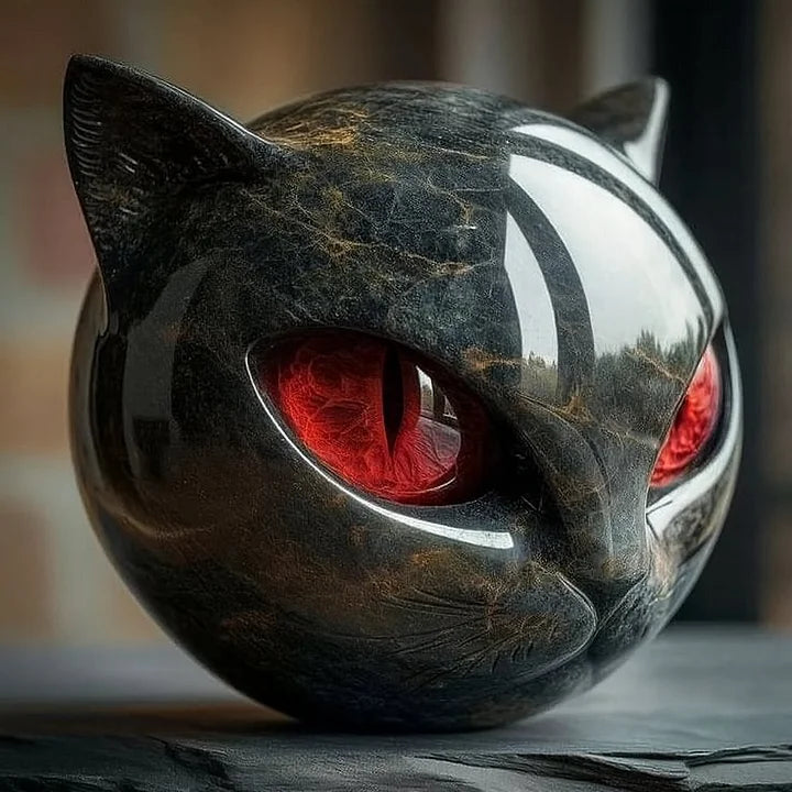 NyxCharm | Mystisk svart katt huvud skulptur