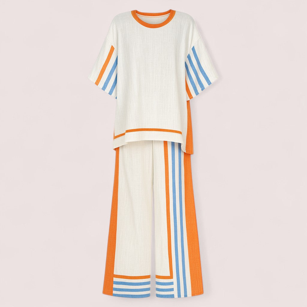 Elira Stockholm™ | Luftig tvådelad set med ränder och oversized passform
