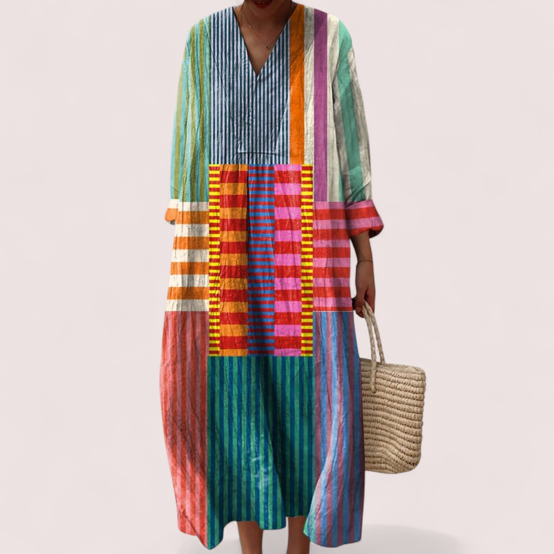 Elira Stockholm™ | Maxi Klänning Colorblock Breeze