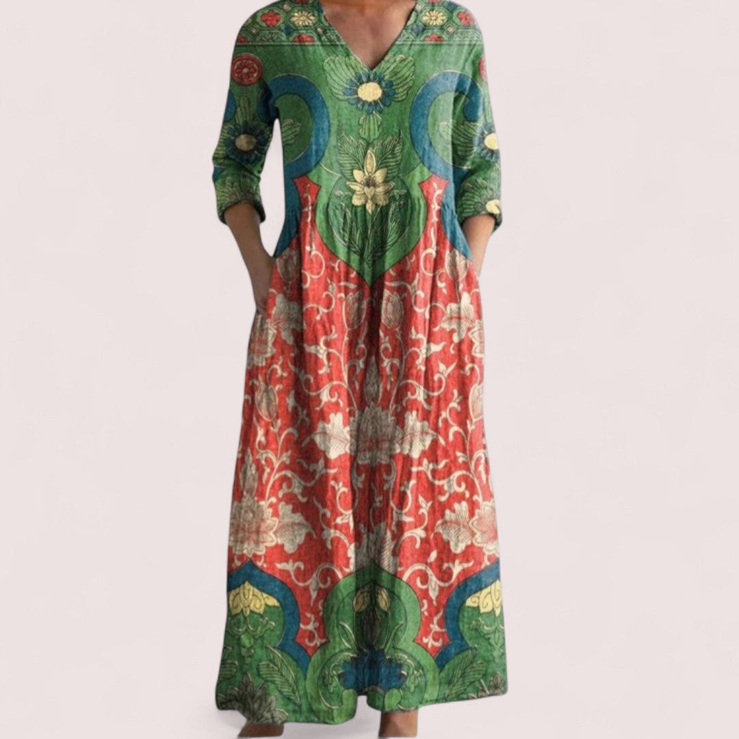Elira Stockholm™ | Maxiklänning med vintage-blommigt tryck