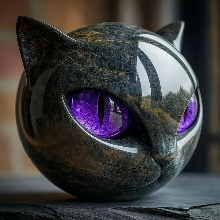 NyxCharm | Mystisk svart katt huvud skulptur