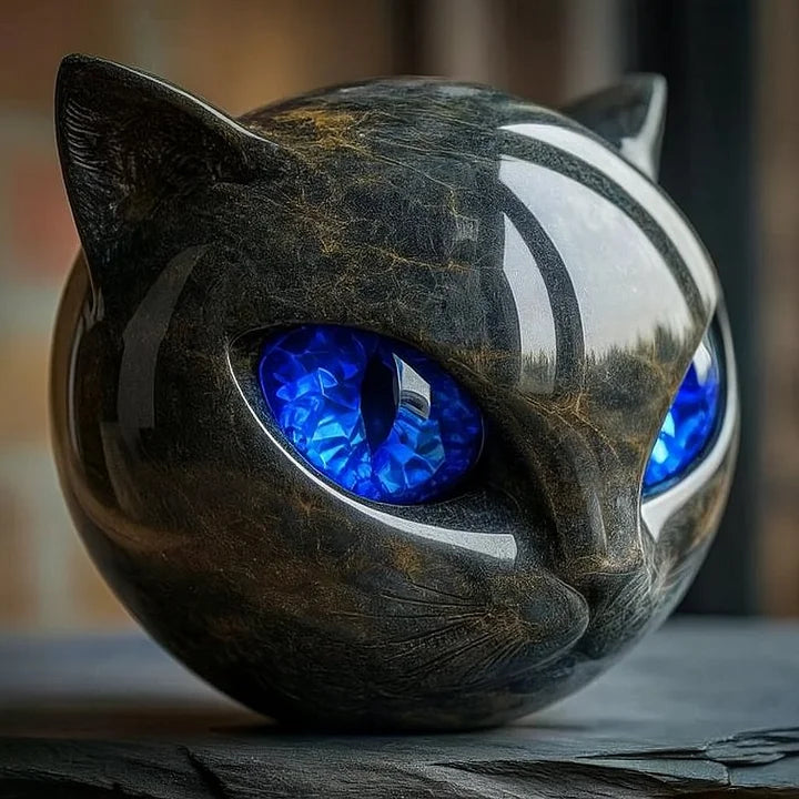 NyxCharm | Mystisk svart katt huvud skulptur